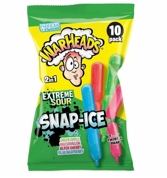 Warheads Extreme Sour 2 In 1 Snap Ice Sticks