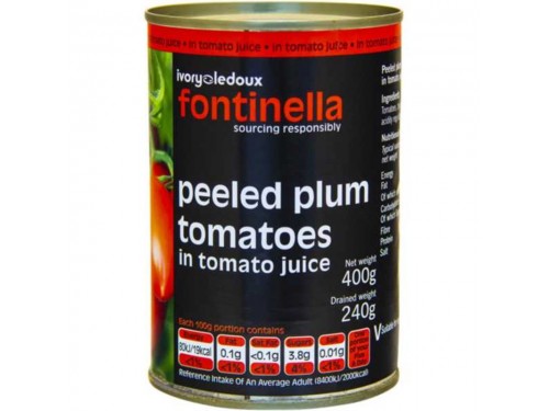 Fontinella peeled plum tomatoes in tomato juice